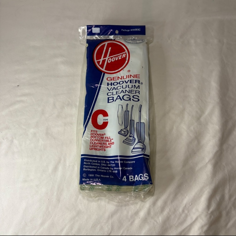 Hoover Type C Upright Vacuum Cleaner Bags 40100003C 4 PACK Genuine NEW